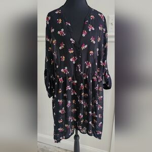 Torrid Black Floral Blouse 3X